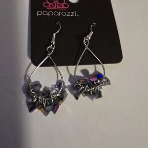 Paparazzi Iridescent Gray Teardrop Dangle Earrings